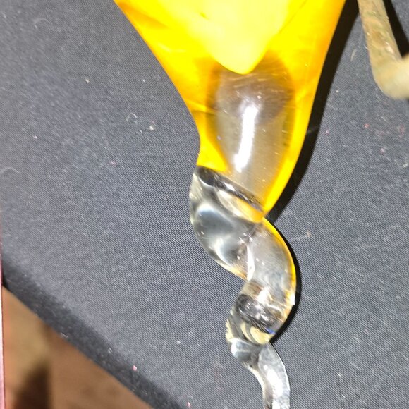 Vintage Murano?( style) Handcrafted Yellow Art Glass Pendant Light Fixture - Picture 3 of 9